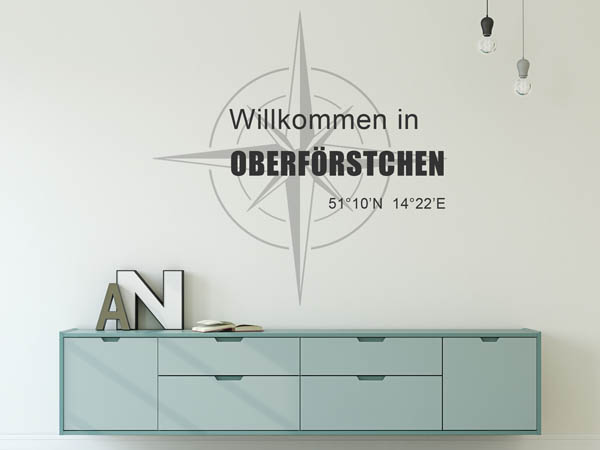 Wandtattoo Willkommen in Oberförstchen mit den Koordinaten 51°10'N 14°22'E