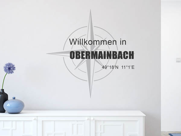 Wandtattoo Willkommen in Obermainbach mit den Koordinaten 49°18'N 11°1'E