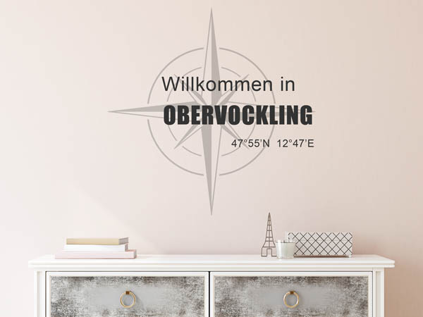 Wandtattoo Willkommen in Obervockling mit den Koordinaten 47°55'N 12°47'E