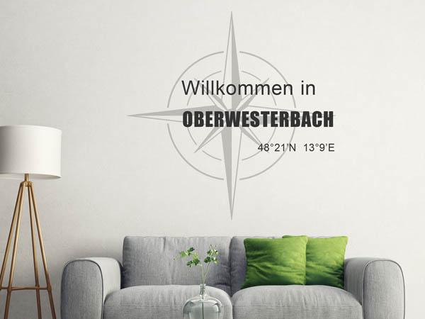 Wandtattoo Willkommen in Oberwesterbach mit den Koordinaten 48°21'N 13°9'E