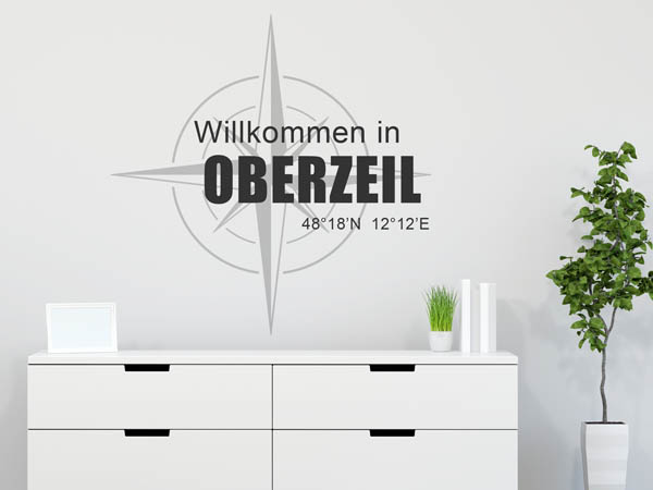 Wandtattoo Willkommen in Oberzeil mit den Koordinaten 48°18'N 12°12'E