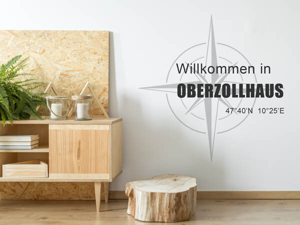 Wandtattoo Willkommen in Oberzollhaus mit den Koordinaten 47°40'N 10°25'E