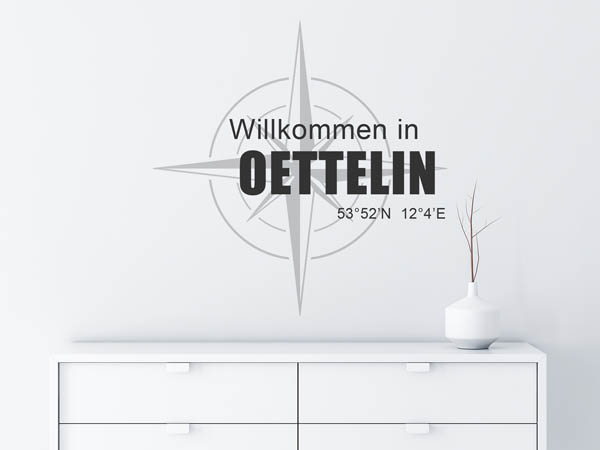 Wandtattoo Willkommen in Oettelin mit den Koordinaten 53°52'N 12°4'E