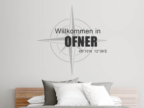 Wandtattoo Willkommen in Ofner mit den Koordinaten 48°10'N 12°39'E