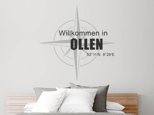 Wandtattoo Willkommen in Ollen mit den Koordinaten 53°11'N 8°29'E