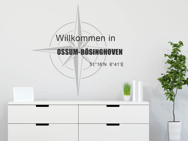 Wandtattoo Willkommen in Ossum-Bösinghoven mit den Koordinaten 51°16'N 6°41'E
