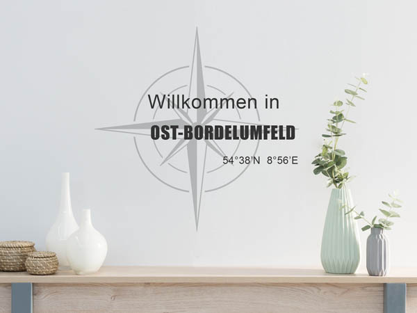 Wandtattoo Willkommen in Ost-Bordelumfeld mit den Koordinaten 54°38'N 8°56'E