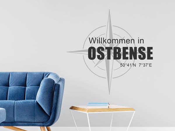 Wandtattoo Willkommen in Ostbense mit den Koordinaten 53°41'N 7°37'E