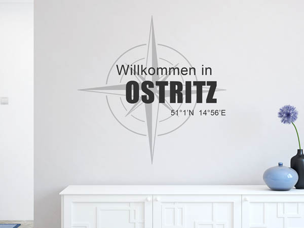 Wandtattoo Willkommen in Ostritz mit den Koordinaten 51°1'N 14°56'E