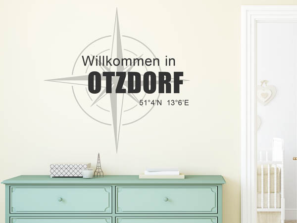 Wandtattoo Willkommen in Otzdorf mit den Koordinaten 51°4'N 13°6'E