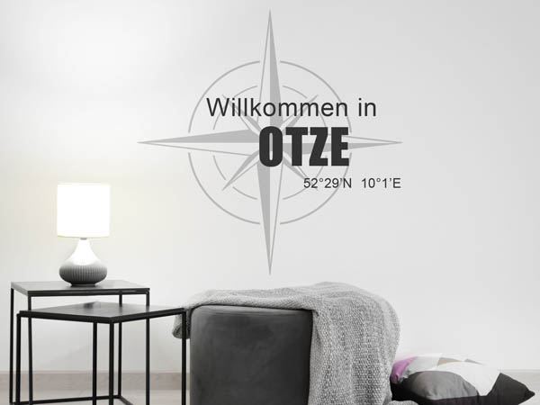 Wandtattoo Willkommen in Otze mit den Koordinaten 52°29'N 10°1'E