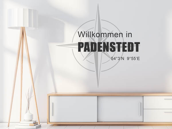 Wandtattoo Willkommen in Padenstedt mit den Koordinaten 54°3'N 9°55'E