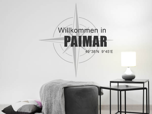 Wandtattoo Willkommen in Paimar mit den Koordinaten 49°38'N 9°45'E