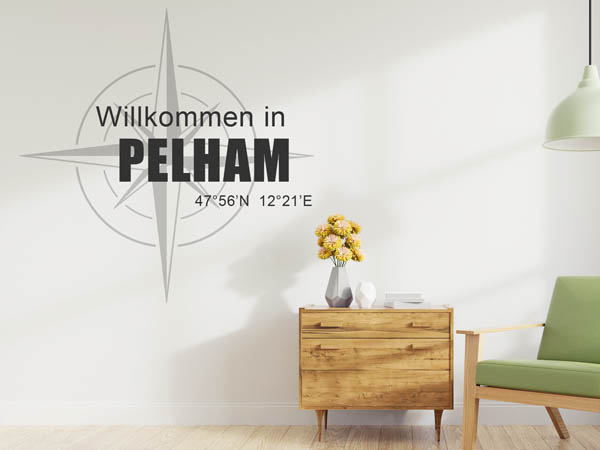 Wandtattoo Willkommen in Pelham mit den Koordinaten 47°56'N 12°21'E