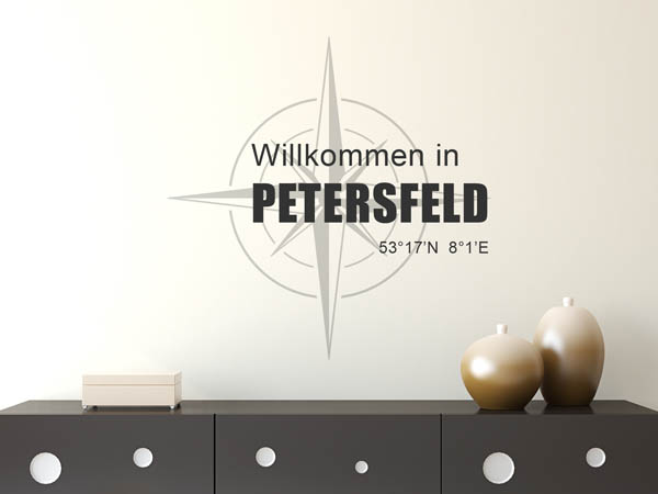 Wandtattoo Willkommen in Petersfeld mit den Koordinaten 53°17'N 8°1'E