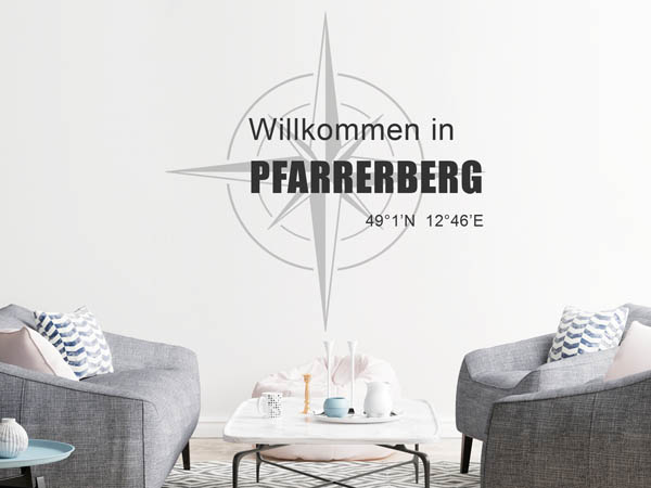Wandtattoo Willkommen in Pfarrerberg mit den Koordinaten 49°1'N 12°46'E