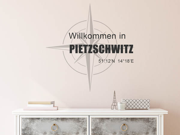 Wandtattoo Willkommen in Pietzschwitz mit den Koordinaten 51°12'N 14°18'E