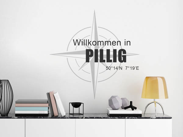 Wandtattoo Willkommen in Pillig mit den Koordinaten 50°14'N 7°19'E