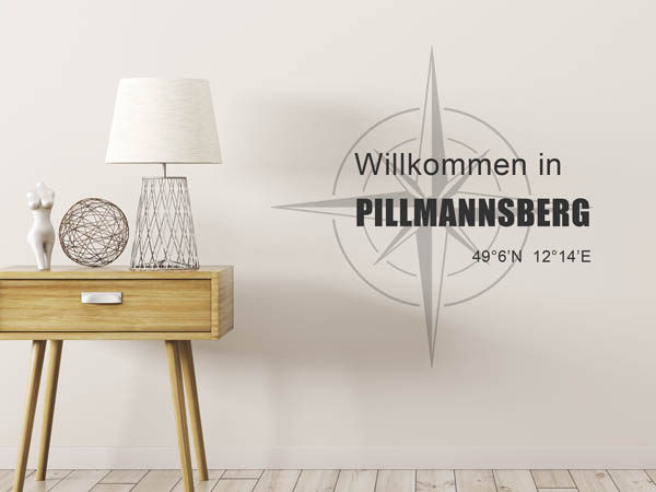 Wandtattoo Willkommen in Pillmannsberg mit den Koordinaten 49°6'N 12°14'E