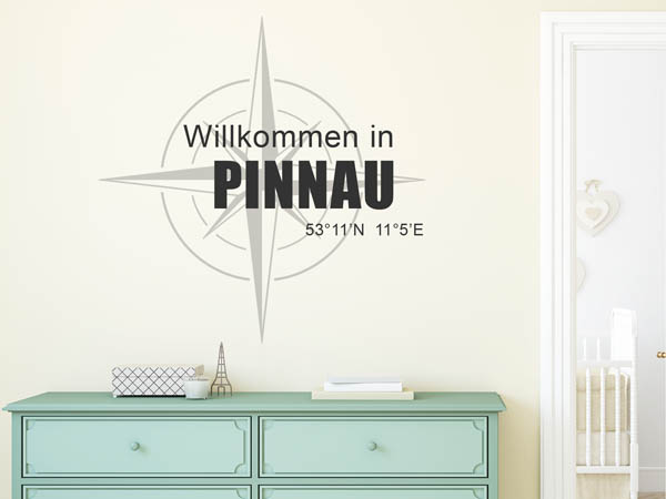Wandtattoo Willkommen in Pinnau mit den Koordinaten 53°11'N 11°5'E