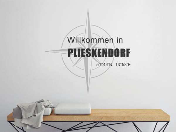 Wandtattoo Willkommen in Plieskendorf mit den Koordinaten 51°44'N 13°58'E