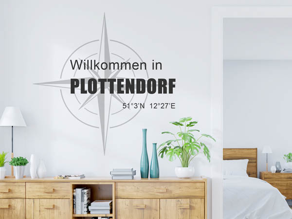 Wandtattoo Willkommen in Plottendorf mit den Koordinaten 51°3'N 12°27'E