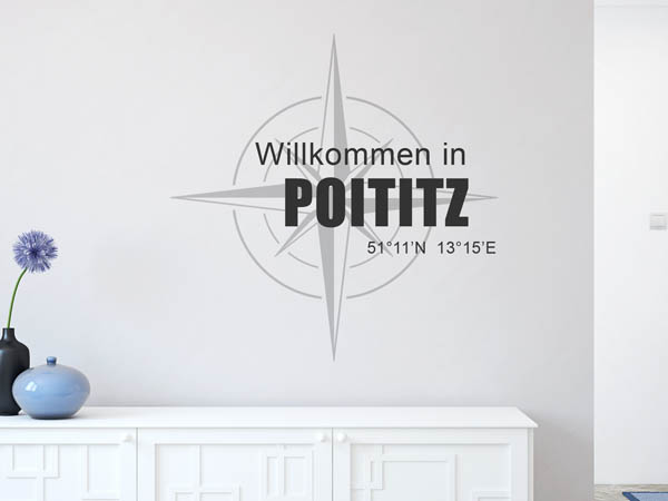 Wandtattoo Willkommen in Poititz mit den Koordinaten 51°11'N 13°15'E