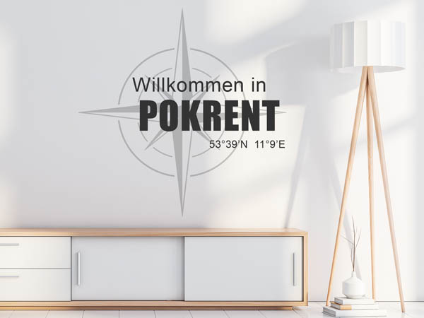 Wandtattoo Willkommen in Pokrent mit den Koordinaten 53°39'N 11°9'E