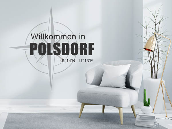 Wandtattoo Willkommen in Polsdorf mit den Koordinaten 49°14'N 11°13'E