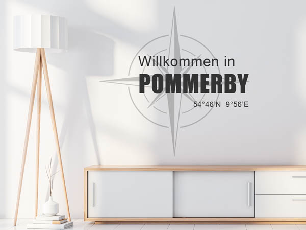 Wandtattoo Willkommen in Pommerby mit den Koordinaten 54°46'N 9°56'E