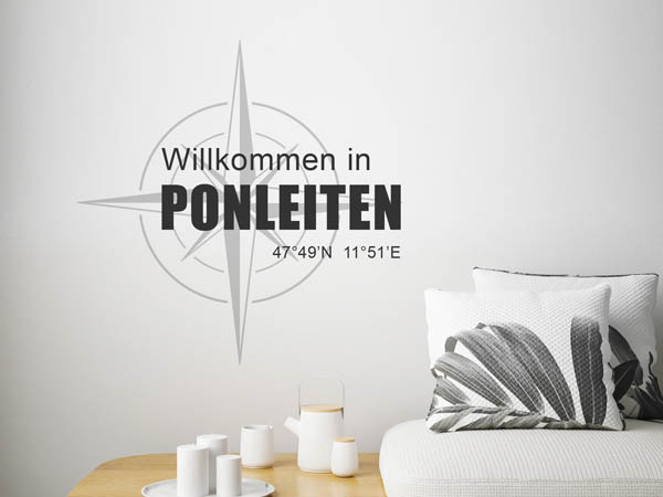 Wandtattoo Willkommen in Ponleiten mit den Koordinaten 47°49'N 11°51'E