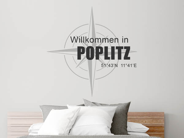 Wandtattoo Willkommen in Poplitz mit den Koordinaten 51°43'N 11°41'E
