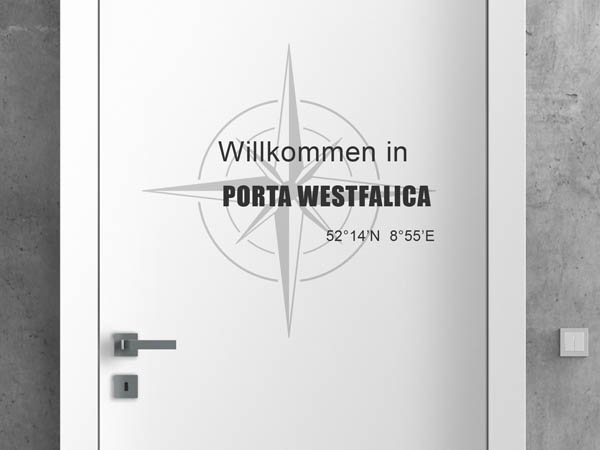 Wandtattoo Willkommen in Porta Westfalica mit den Koordinaten 52°14'N 8°55'E