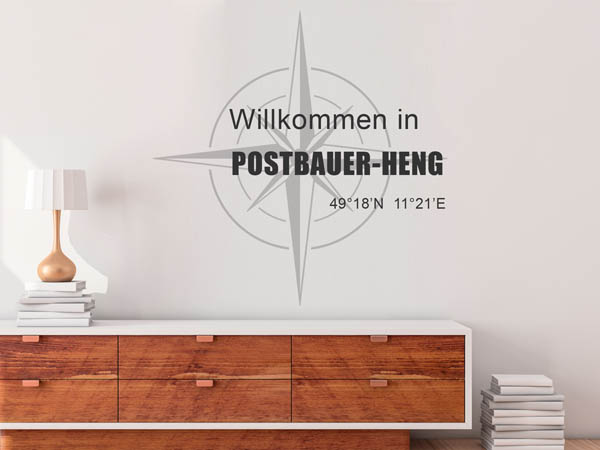Wandtattoo Willkommen in Postbauer-Heng mit den Koordinaten 49°18'N 11°21'E