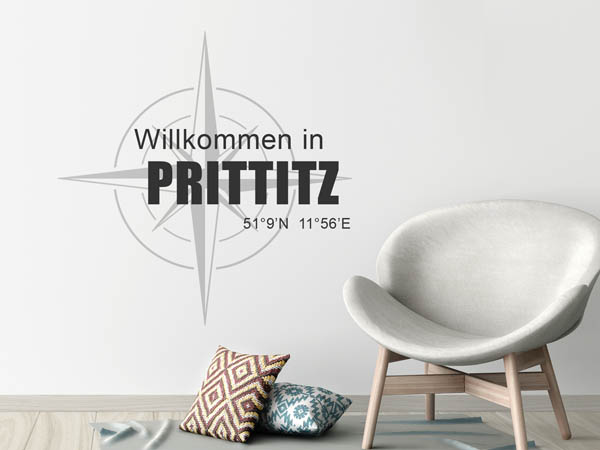 Wandtattoo Willkommen in Prittitz mit den Koordinaten 51°9'N 11°56'E