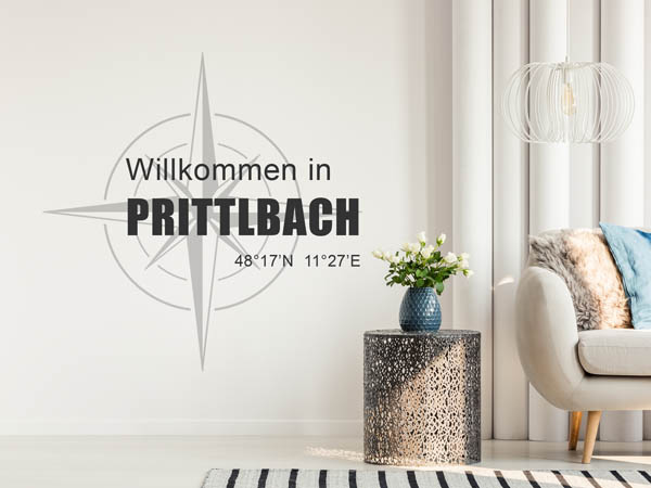 Wandtattoo Willkommen in Prittlbach mit den Koordinaten 48°17'N 11°27'E
