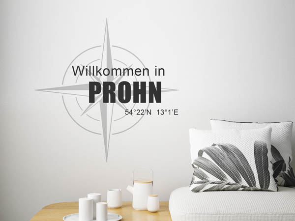 Wandtattoo Willkommen in Prohn mit den Koordinaten 54°22'N 13°1'E