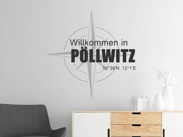 Wandtattoo Willkommen in Pöllwitz mit den Koordinaten 50°38'N 12°1'E