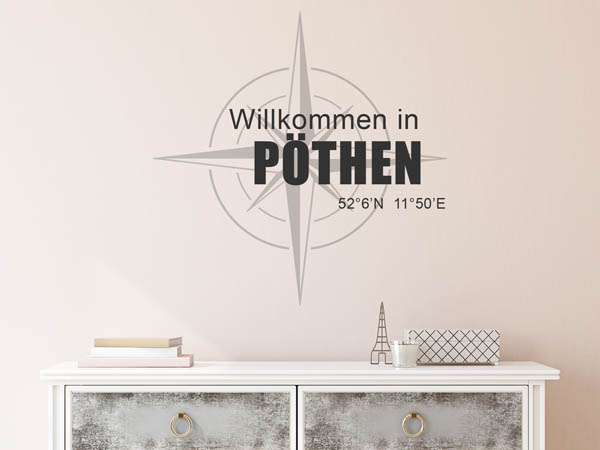 Wandtattoo Willkommen in Pöthen mit den Koordinaten 52°6'N 11°50'E