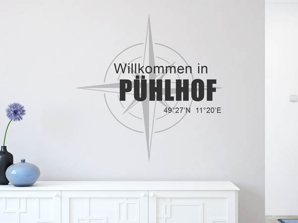 Wandtattoo Willkommen in Pühlhof mit den Koordinaten 49°27'N 11°20'E