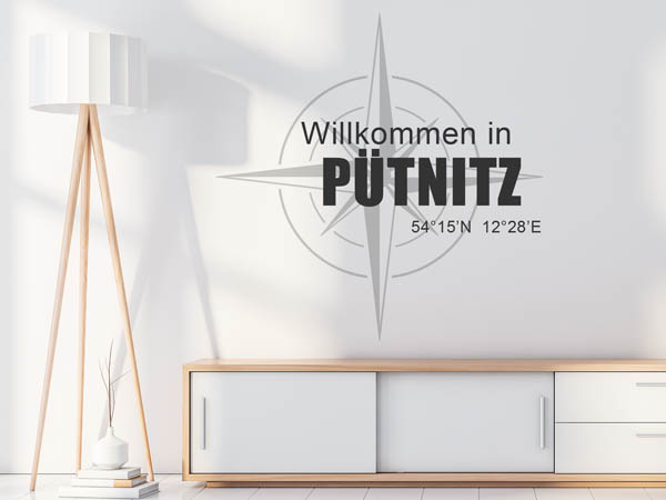 Wandtattoo Willkommen in Pütnitz mit den Koordinaten 54°15'N 12°28'E