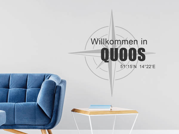 Wandtattoo Willkommen in Quoos mit den Koordinaten 51°15'N 14°22'E