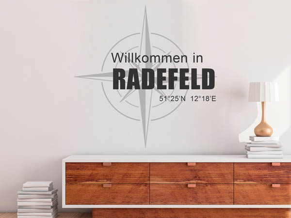 Wandtattoo Willkommen in Radefeld mit den Koordinaten 51°25'N 12°18'E
