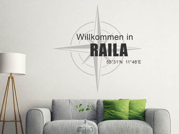 Wandtattoo Willkommen in Raila mit den Koordinaten 50°31'N 11°48'E