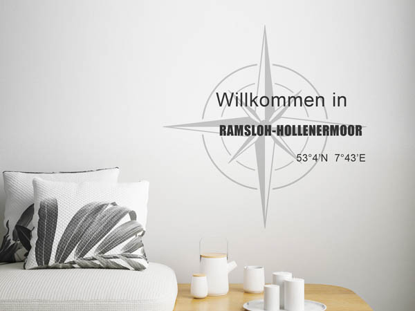 Wandtattoo Willkommen in Ramsloh-Hollenermoor mit den Koordinaten 53°4'N 7°43'E