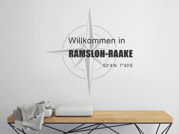 Wandtattoo Willkommen in Ramsloh-Raake mit den Koordinaten 53°4'N 7°43'E