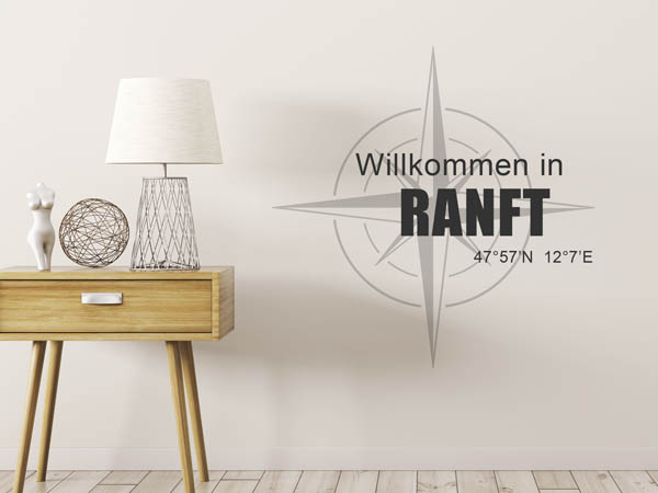 Wandtattoo Willkommen in Ranft mit den Koordinaten 47°57'N 12°7'E