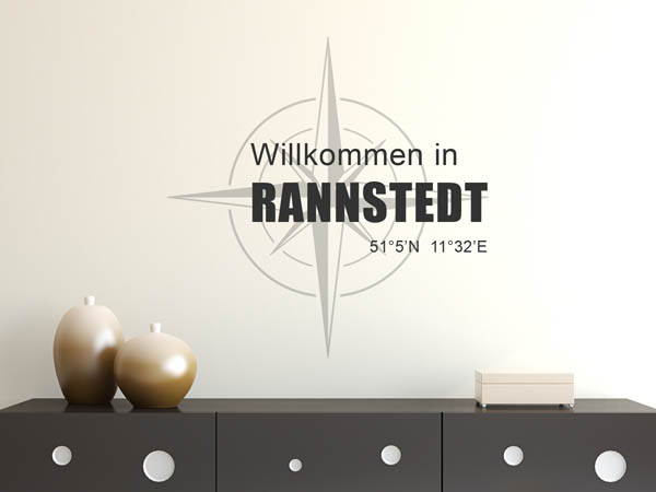 Wandtattoo Willkommen in Rannstedt mit den Koordinaten 51°5'N 11°32'E