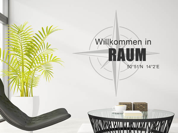 Wandtattoo Willkommen in Raum mit den Koordinaten 50°51'N 14°2'E