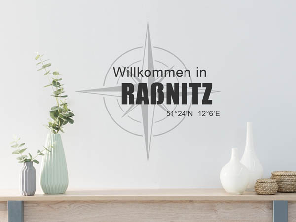 Wandtattoo Willkommen in Raßnitz mit den Koordinaten 51°24'N 12°6'E